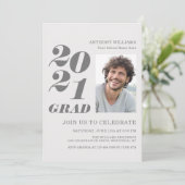 2021 Grad Party Fett Text mit Ihrem Foto Einladung (Stehend Vorderseite)