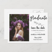 2021 Graduate Foto | Save the Date botanisch Ankündigungspostkarte (Vorne/Hinten)