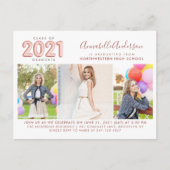 2021 Graduate Rose Gold 3 Foto Graduation Party Einladungspostkarte (Vorderseite)
