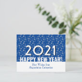 2021 | Happy New Year | Schneeflocken | Unternehme Postkarte (Stehend Vorderseite)