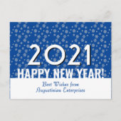 2021 | Happy New Year | Schneeflocken | Unternehme Postkarte (Vorderseite)
