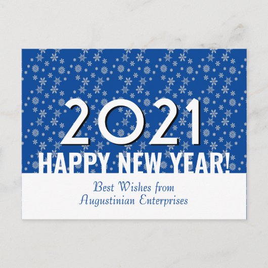2021 | Happy New Year | Schneeflocken | Unternehme Postkarte (Vorderseite)