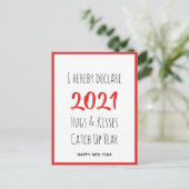 2021 Hugs Kisses fangen auf | Neujahr Postkarte (Stehend Vorderseite)