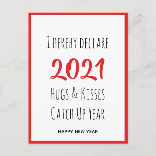 2021 Hugs Kisses fangen auf | Neujahr Postkarte (Vorderseite)