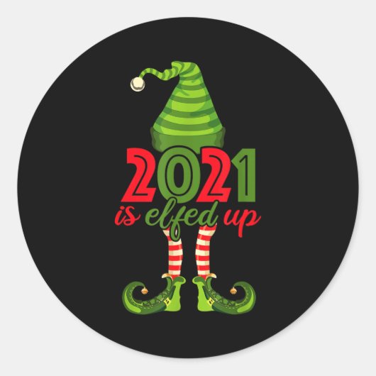 2021 Is Elfed Up - Funny Christmas Family Pajama Runder Aufkleber (Vorderseite)