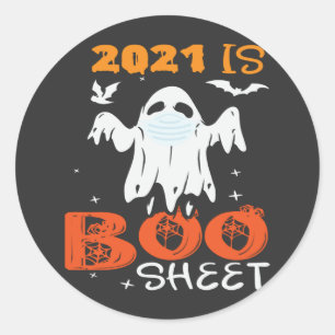 2021 ist Boo Sheet Funny Ghost Halloween Runder Aufkleber