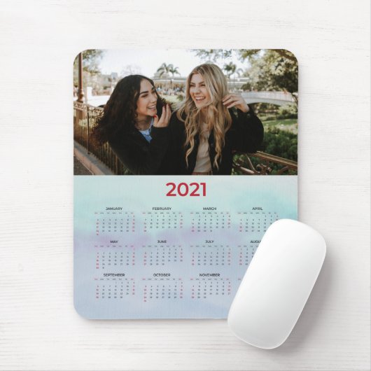2021 Jahr auf einen Blick Blue Custom Foto Mousepad (Mit Mouse)