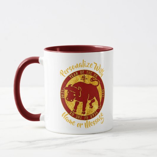 2021 Jahr des OX-Gold-Look Tasse (Links)