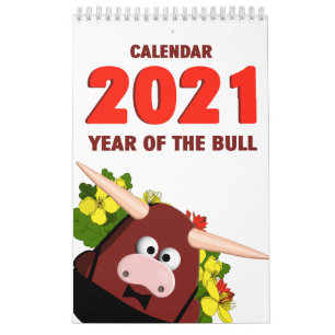 2021 Jahr des Spaßes des Bull Funny Longhorn Carto Kalender