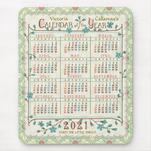 2021 Jahr Kalender Viktorianisch Jugendstil | Benu Mousepad (Vorne)