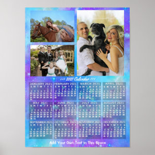 2021 Jahres-Monats-Kalender Boho-Wasserfarbe 3 Fot Poster