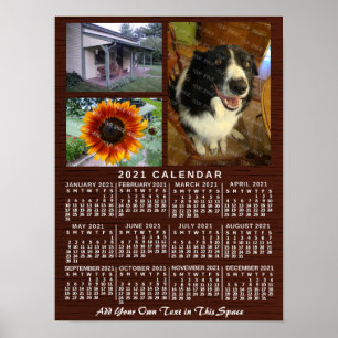 2021 Jahreskalender Monatskalender Holz individuel Poster