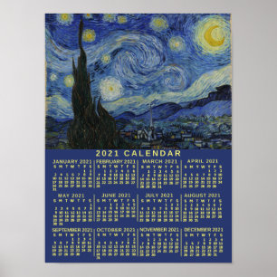 2021 Jahreskalender Sternennacht oder Fügen Sie Ih Poster