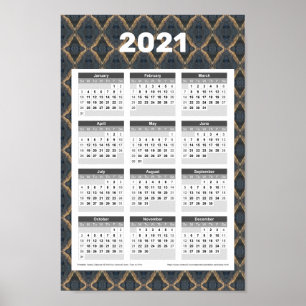 2021 Jahreswandkalender - Elegant Dunkel Poster