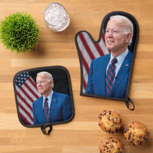 2021 Joe Biden US-Präsident Portrait Ofenhandschuh & Topflappen-Set (Oben Unten)