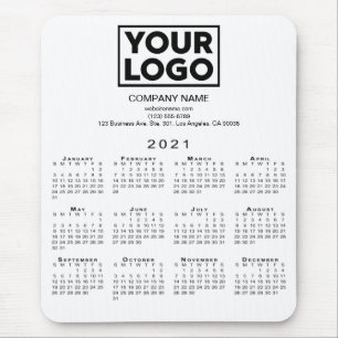 2021 Kalendar Company Logo und Text auf Weiß Mousepad