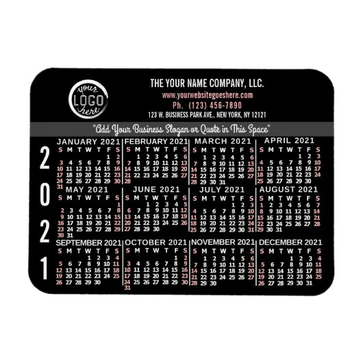 2021 Kalender Benutzerdefinierter Firmenlogo Name  Magnet (Horizontal)