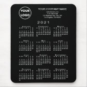 2021 Kalender-Firmenlogo und Text auf schwarz Mousepad (Vorne)