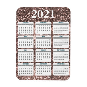 2021 Kalender im ganzen Jahr mit Chunky Glitter un Magnet