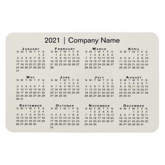 2021 Kalender mit Firmenname Beige Magnet (Horizontal)