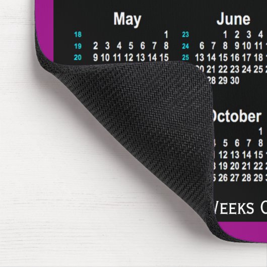2021 Lila Neon 52 Weeks Calendar von Janz Mousepad (Ecke)
