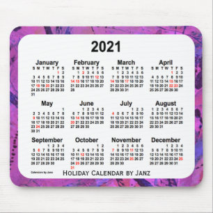 2021 Magenta Holiday Art Calendar Mousepad