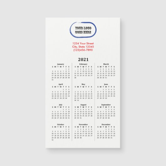 2021 Magnetischer Kalender mit Ihrem Logo Magnetkarte (Vorderseite)