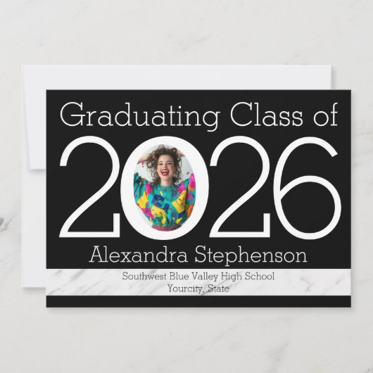 2021 Moderner Numeraler Frame Foto Abschluss Einladung (Vorderseite)