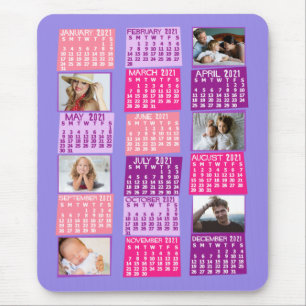 2021 Monatlicher Kalender FotoCollage Niedliche Mo Mousepad