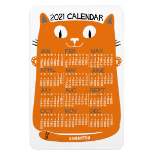 2021 Monatlicher Kalender Mittelalterliche Orangen Magnet
