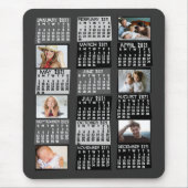 2021 Monatskalender Mod Schwarzes FotoCollage Mousepad (Vorne)
