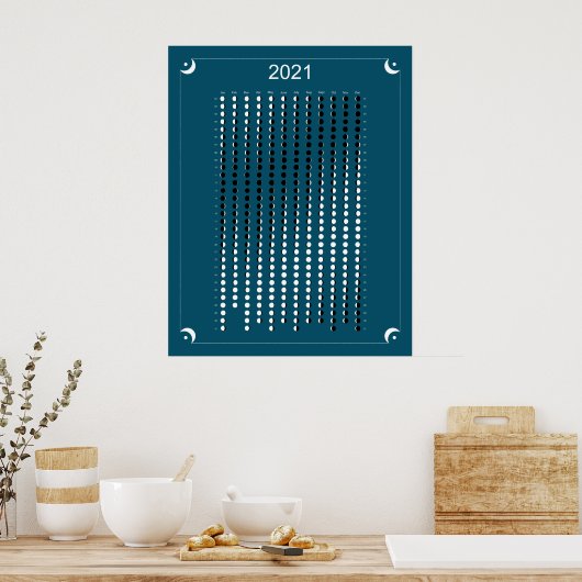 2021 - Mondkalender blau Poster (Küche)
