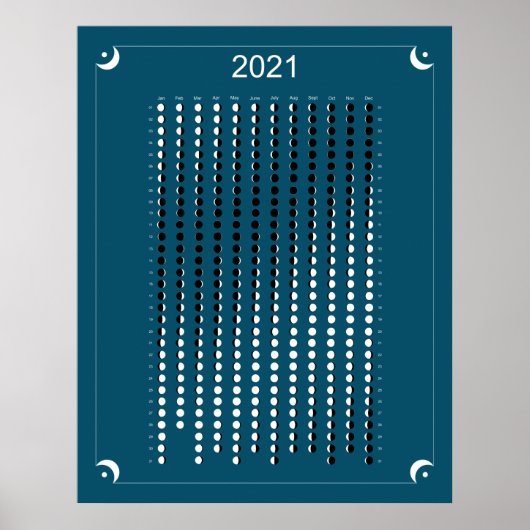 2021 - Mondkalender blau Poster (Vorne)