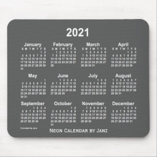 2021 Neon-Kohlekalender von Janz Mousepad