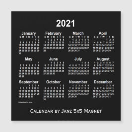2021 Neon White Calendar von Janz 5x5 Magnet