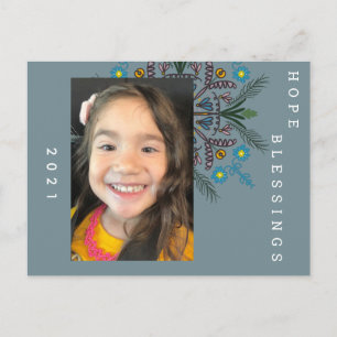 2021 Neue Jahre handgezogene botanische Vegetation Postkarte