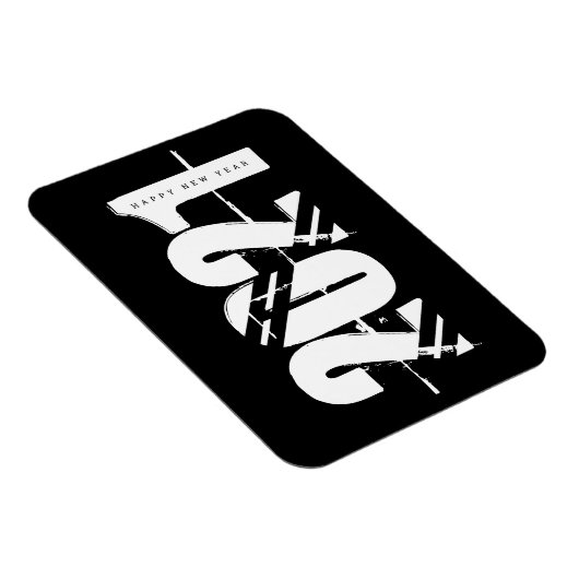 2021 Neue Jahre Schwarz und Weiß einfach Magnet (Rechte Seite)