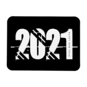 2021 Neue Jahre Schwarz und Weiß einfach Magnet (Horizontal)