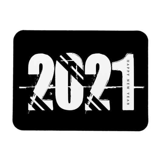 2021 Neue Jahre Schwarz und Weiß einfach Magnet (Horizontal)