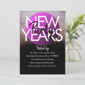 2021 Neujahr Firmenevent Lila Glitzer Einladung (Stehend Vorderseite)