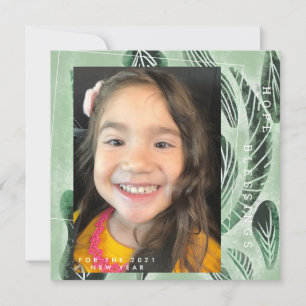 2021 Neujahrs handgezeichnete botanische Pflanzen  Karte