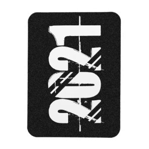 2021 Neujahrs-Schwarz-Weiß-Rauschhintergrund Magnet
