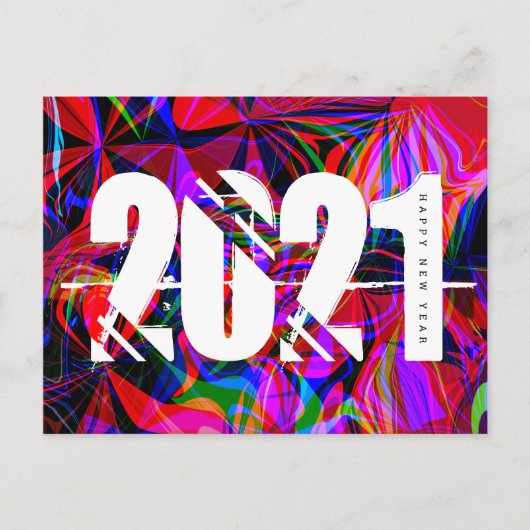 2021 New Years Trippy Liquid Bold Schriftart Red B Postkarte (Vorderseite)