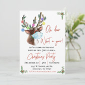 2021 O Deer What a Year Christmas Party Einladung (Stehend Vorderseite)