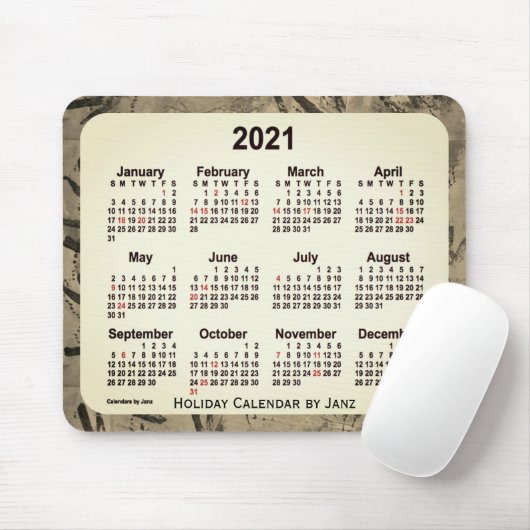 2021 Orange Sepia Holiday Art Calendar by Janz Mousepad (Mit Mouse)