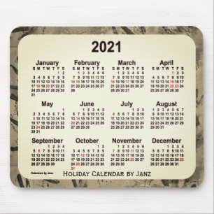 2021 Orange Sepia Holiday Art Calendar by Janz Mousepad