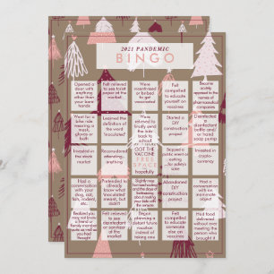 2021 Pandemic BINGO Niedlich Pink Tree Weihnachts- Feiertagskarte