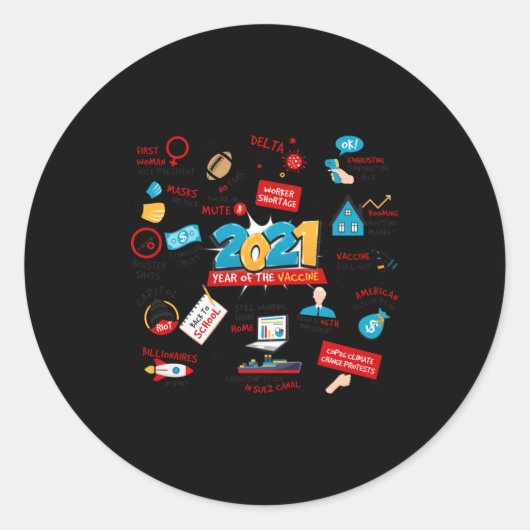 2021 Pandemic Vaccines Commemorative Christmas T S Runder Aufkleber (Vorderseite)