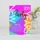 2021 Party Gradient Neon Shapes Einladung (Stehend Vorderseite)