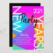2021 Party Gradient Neon Shapes Einladung (Vorne/Hinten)